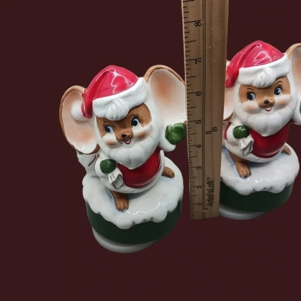 Vtg christmas mice santa musical play set of 2